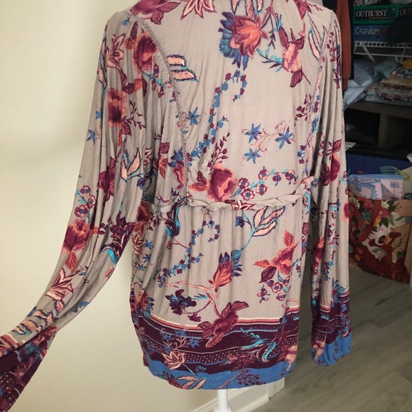 Vintage America Multicolor Floral Long Sleeve Top - Picture 2 of 5